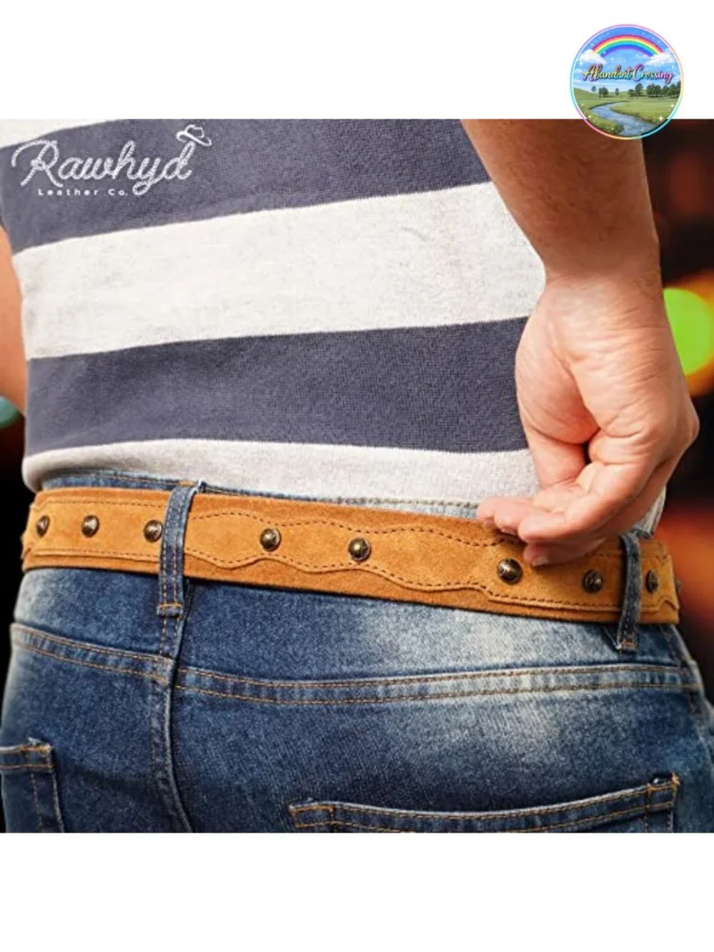 Full-Grain Leather Western Belt Adjustable Cowboy Belt